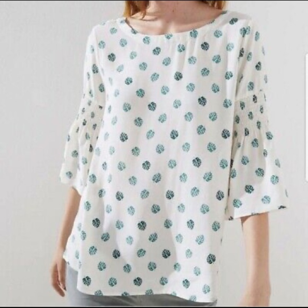Loft, NWT Cream Leaf Blouse Size 20